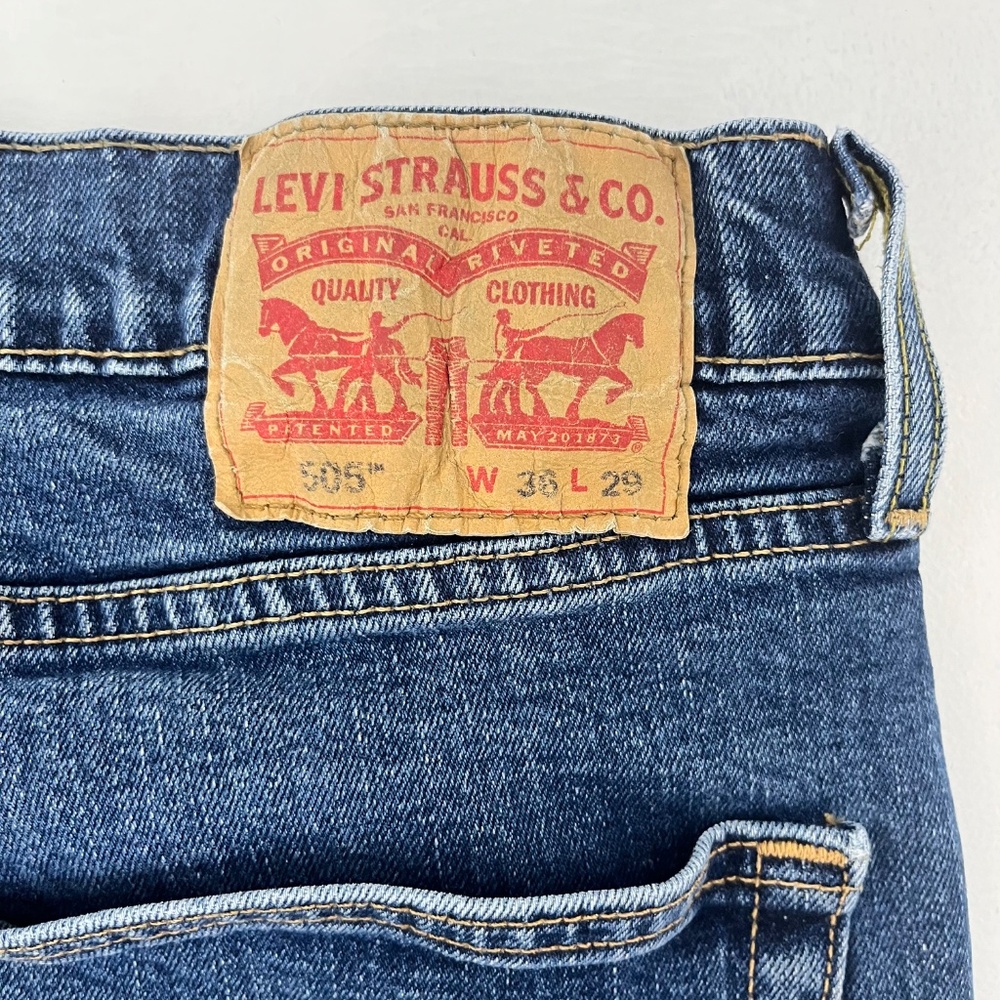 Levi Strauss Co. 505 Mens 36x29 Straight Leg‎ Ankle Jeans Blue Denim 5-Pocket - Picture 11 of 12